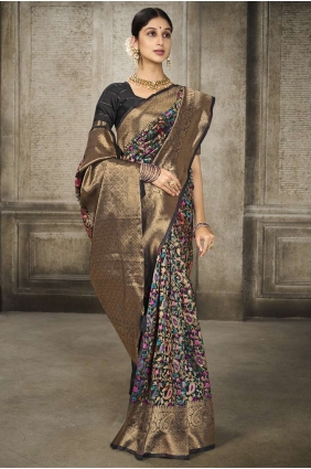 Banarasi silk Saree with Weaving in Black SR24661