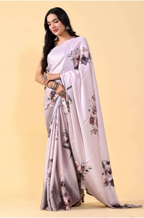 Silk Rose gold Saree in Digital print SR24862