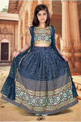 Georgette Royal blue Lehenga Choli in Printed GL0087