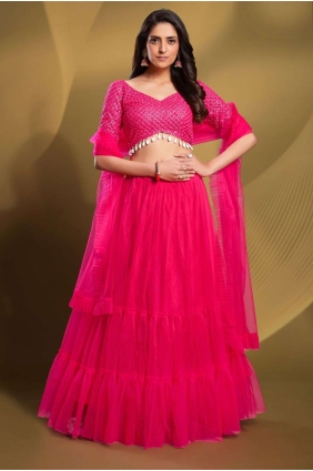 Party Lehenga Choli in Pink Soft net with Thread LC7050