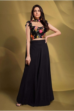 Black Georgette Party Lehenga Choli with Thread LC7051