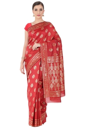 Saree Red in Weaving Silk SR24962
