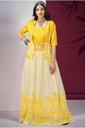 Embroidered Wedding Lehenga Choli Yellow in Georgette LC7101