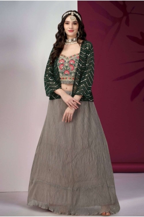 Georgette Wedding Lehenga Choli in Grey with Embroidered LC7103