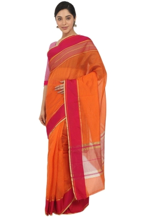 Silk Saree in Orange with Weaving SR25193