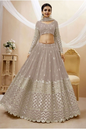 Grey Diwali Lehenga Choli in Embroidered Georgette LC7195