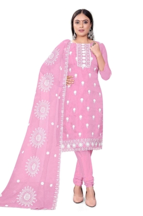 Embroidered Pink Salwar Kameez Chanderi with Dupatta SK153662