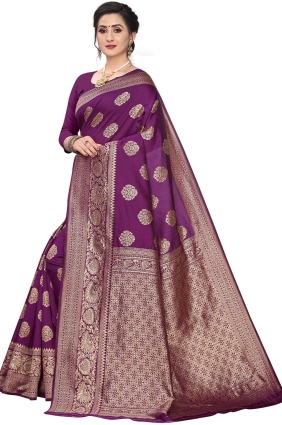 Saree Purple in Silk with Weaving SR25573