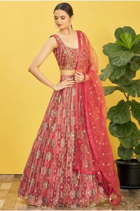 Brown Wedding Lehenga Choli with Digital print Organza LC7372