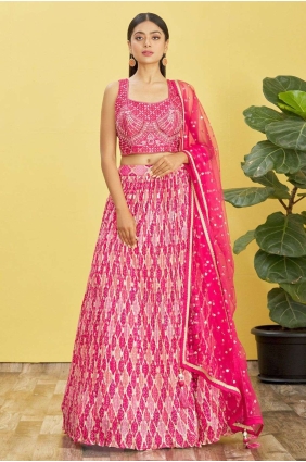 Organza Digital print Pink Wedding Lehenga Choli with Dupatta LC7377