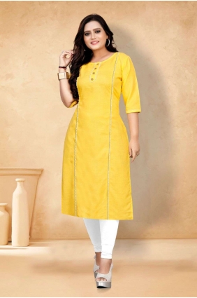 Yellow Kurti in Plain Cotton KTI2275