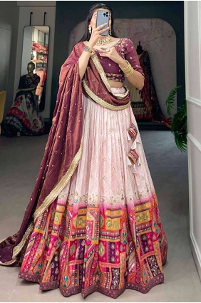 Dark red Lehenga Choli Hand Work Jacquard silk LC7801
