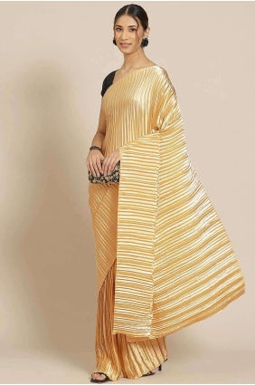 Gold plat Saree Satin with Embroidered SR26891