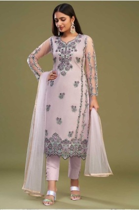 Pink Embroidered Salwar Kameez in Net SK154562
