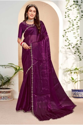 Zardosi Saree in Wine Silk SR27409