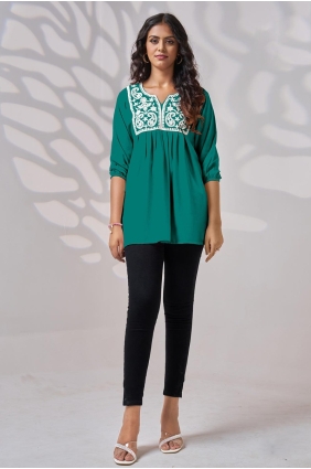 Embroidered Rayon Light jade Kurti KTI2524