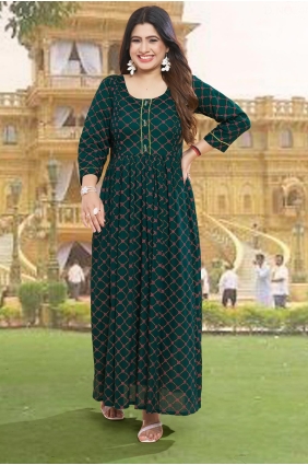 Green Kurti in Rayon with Digital print KTI2529
