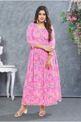 Kurti in Off yellow Rayon with Digital print KTI2533