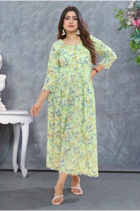 Rayon Kurti with Digital print in Orange KTI2535