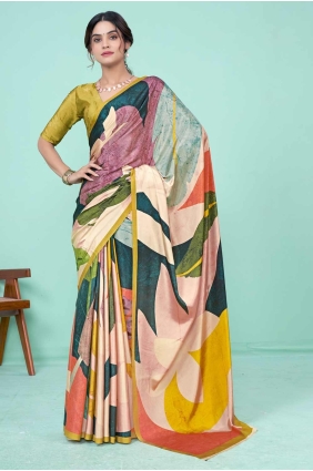 Multicolor Silk Saree with Digital print SR27507