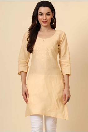Cotton Kurti in Flesh with Embroidered KTI2549
