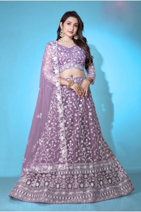 Net Lehenga Choli with Embroidered in Lalic LC8064