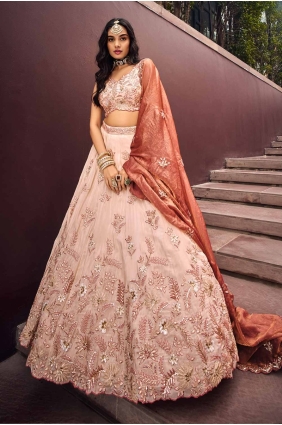 Thread Rayon Lehenga Choli in Rosegold LC8085
