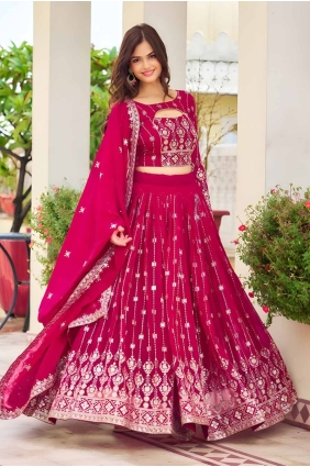 Embroidered Lehenga Choli in Rani Faux georgette LC8093