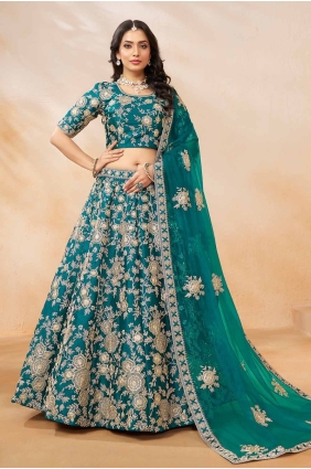 Art silk Lehenga Choli in Green with Embroidered LC8111