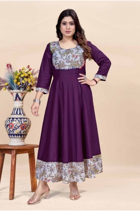 Digital print Rayon Kurti in Wine KTI2611