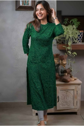 Green Kurti in Rayon with Printed KTI2635