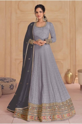 Georgette Eid Anarkali Suit with Embroidered AS4036