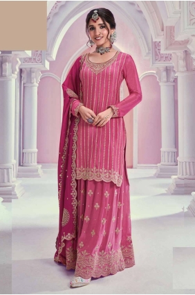 Pink Sharara Suit in Embroidered Chiffon SS1223