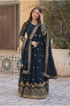 Rama Embroidered Faux georgette Gown Dress GW1093