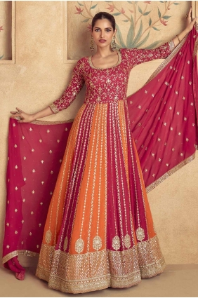 Georgette Gown Dress with Embroidered GW1098