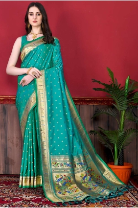 Turquoise Saree in Silk with Weaving SR23947