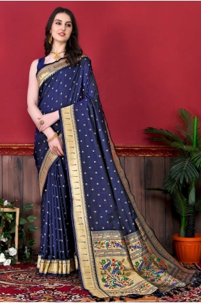 Blue Weaving Silk Saree with Blouse SR23951