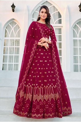 Georgette Wedding Lehenga Choli in Deep pink with Embroidered LC6510
