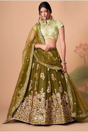 Mehndi Lehenga Choli in Soft net with Embroidered LC6548