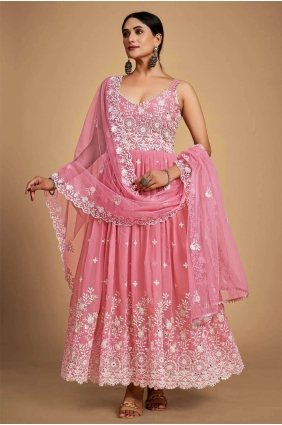Georgette Pakistani Suit in Baby pink with Thread AS3553