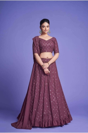 Embroidered Georgette Lehenga Choli in Mauve LC6639