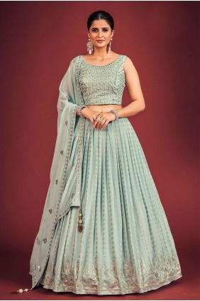 Mirror Georgette Lehenga Choli in Light blue LC6700