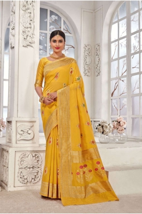 Banarasi Saree in Banarasi silk with Yellow Weaving SR24526