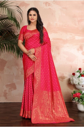 Banarasi Saree in Magenta Banarasi silk with Weaving SR24551