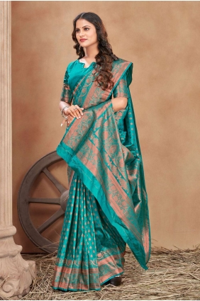 Turquoise Weaving Banarasi Saree in Banarasi silk SR24554