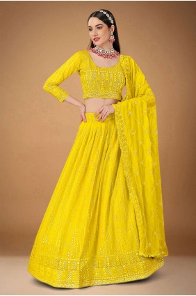 Embroidered Georgette Yellow Wedding Lehenga Choli with Dupatta LC6825