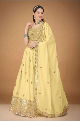 Cream Georgette Wedding Lehenga Choli with Embroidered LC6829