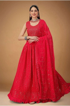 Magenta Georgette Wedding Lehenga Choli with Embroidered LC6838