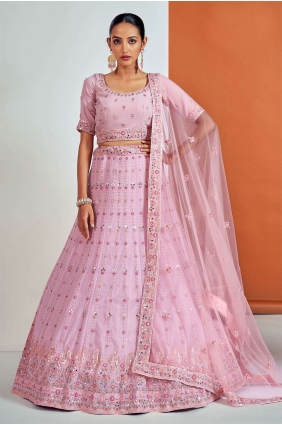 Pink Lehenga Choli in Printed Georgette LC6854