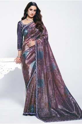Purple Saree in Embroidered Silk SR28949